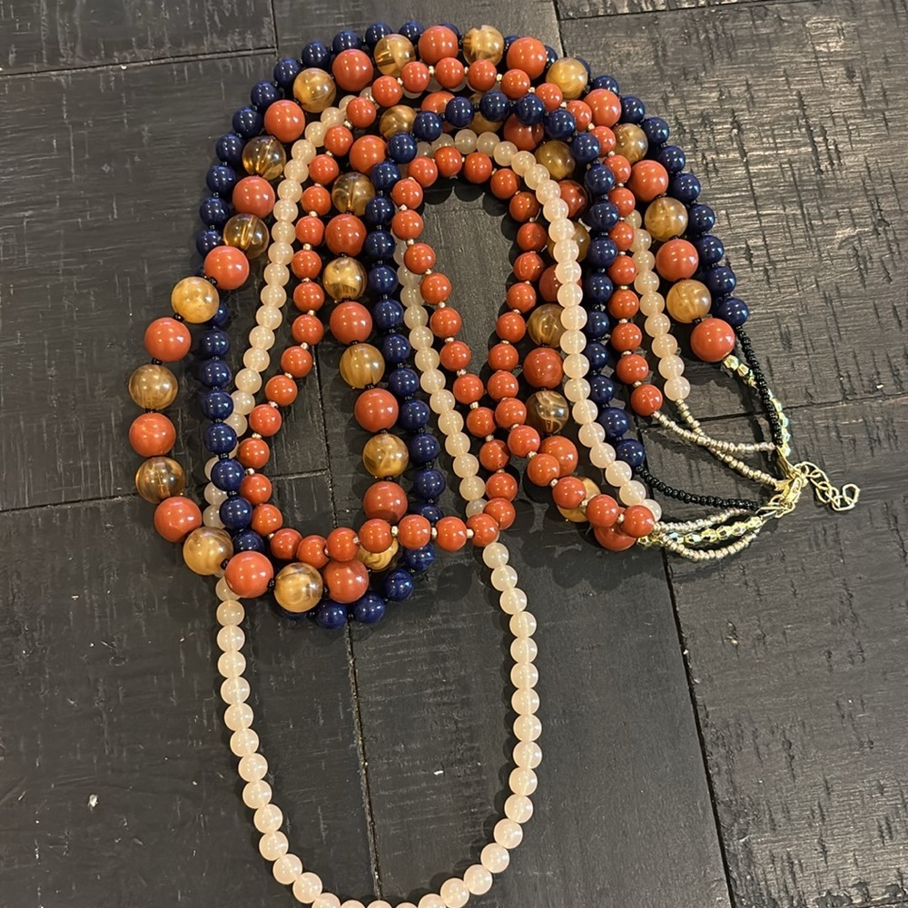 Long Statement Layered Bead Multicolor Beaded Nec… - image 3
